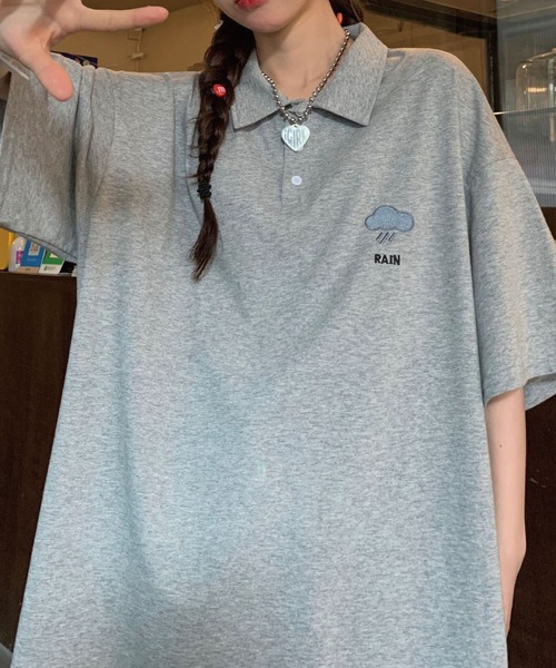 meJane（ミージェーン）の「お天気ワンポイント刺繍ビックシルエットポロシャツ【ZOZOTOWN限定】（ポロシャツ・レディース・ホワイト/ブラック/グレー/ミント・FREE）」の16枚目の写真