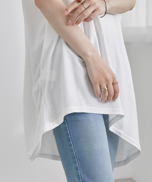 Fashion Letter(ファッションレター)の「アシメヘムBIGコットンTシャツ(Tシャツ/カットソー・レディース・チャコールグレー/ブラック/オフホワイト/ベージュ/カーキ・4L/L-XL/M-L/M/LL)」の8枚目の写真