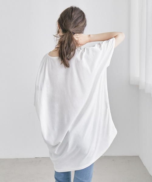 Fashion Letter(ファッションレター)の「アシメヘムBIGコットンTシャツ(Tシャツ/カットソー・レディース・チャコールグレー/ブラック/オフホワイト/ベージュ/カーキ・4L/L-XL/M-L/M/LL)」の9枚目の写真