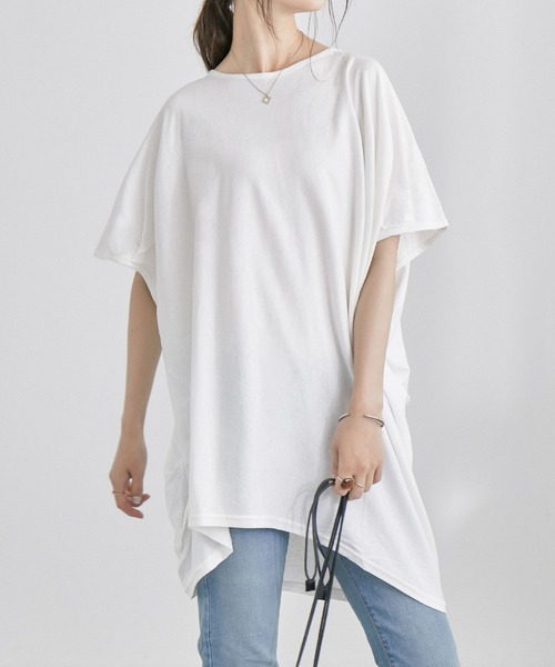 Fashion Letter(ファッションレター)の「アシメヘムBIGコットンTシャツ(Tシャツ/カットソー・レディース・チャコールグレー/ブラック/オフホワイト/ベージュ/カーキ・4L/L-XL/M-L/M/LL)」の10枚目の写真