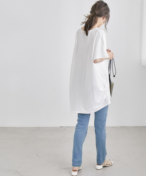 Fashion Letter(ファッションレター)の「アシメヘムBIGコットンTシャツ(Tシャツ/カットソー・レディース・チャコールグレー/ブラック/オフホワイト/ベージュ/カーキ・4L/L-XL/M-L/M/LL)」の12枚目の写真
