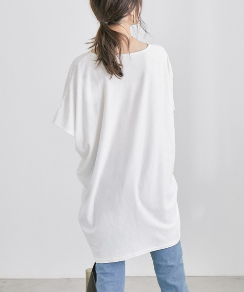 Fashion Letter(ファッションレター)の「アシメヘムBIGコットンTシャツ(Tシャツ/カットソー・レディース・チャコールグレー/ブラック/オフホワイト/ベージュ/カーキ・4L/L-XL/M-L/M/LL)」の14枚目の写真