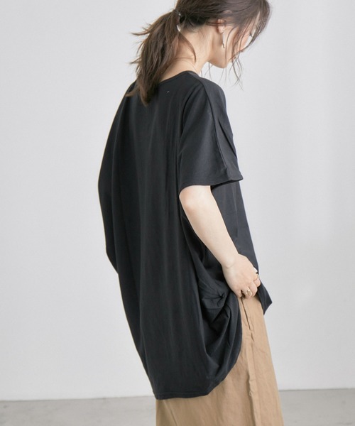 Fashion Letter(ファッションレター)の「アシメヘムBIGコットンTシャツ(Tシャツ/カットソー・レディース・チャコールグレー/ブラック/オフホワイト/ベージュ/カーキ・4L/L-XL/M-L/M/LL)」の16枚目の写真