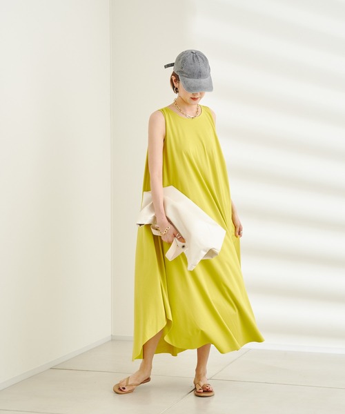 DouDou（ドゥドゥ）の「ボリュームフレアワンピース（ワンピース・レディース・ブラック/オフホワイト/イエロー・FREE）」の3枚目の写真