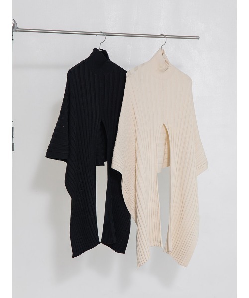 Ayla（アイラ）の「asymmetry cape knit（ニット/セーター・レディース・ブラック/アイボリー・FREE）」の9枚目の写真