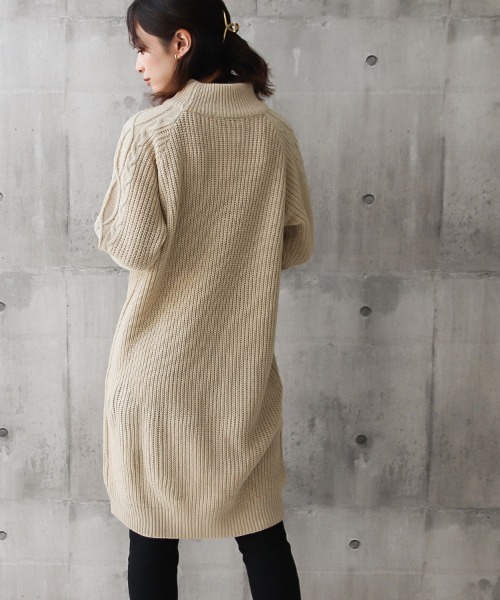 Social GIRL（ソーシャルガール）の「裏ボアキルトコート/ケーブルニットワンピース/セットアップ（ノーカラーコート・レディース・ブラック/ベージュ/カーキ・M）」の8枚目の写真
