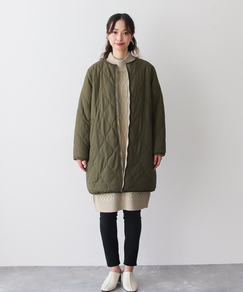 Social GIRL（ソーシャルガール）の「裏ボアキルトコート/ケーブルニットワンピース/セットアップ（ノーカラーコート・レディース・ブラック/ベージュ/カーキ・M）」の19枚目の写真