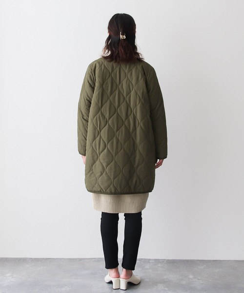 Social GIRL（ソーシャルガール）の「裏ボアキルトコート/ケーブルニットワンピース/セットアップ（ノーカラーコート・レディース・ブラック/ベージュ/カーキ・M）」の21枚目の写真