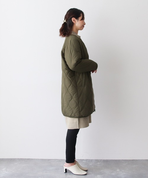 Social GIRL（ソーシャルガール）の「裏ボアキルトコート/ケーブルニットワンピース/セットアップ（ノーカラーコート・レディース・ブラック/ベージュ/カーキ・M）」の20枚目の写真