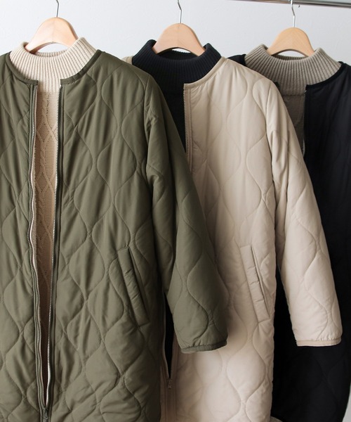 Social GIRL（ソーシャルガール）の「裏ボアキルトコート/ケーブルニットワンピース/セットアップ（ノーカラーコート・レディース・ブラック/ベージュ/カーキ・M）」の18枚目の写真