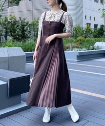 mysty woman | BOXプリーツ切替ジャンスカ 219404(ジャンパースカート)