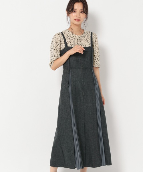 mysty woman（ミスティウーマン）の「BOXプリーツ切替ジャンスカ 219404（ジャンパースカート・レディース・ブラック/ブラウン/グレー・FREE）」の2枚目の写真