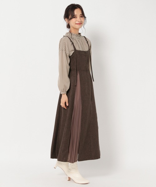 mysty woman（ミスティウーマン）の「BOXプリーツ切替ジャンスカ 219404（ジャンパースカート・レディース・ブラック/ブラウン/グレー・FREE）」の6枚目の写真