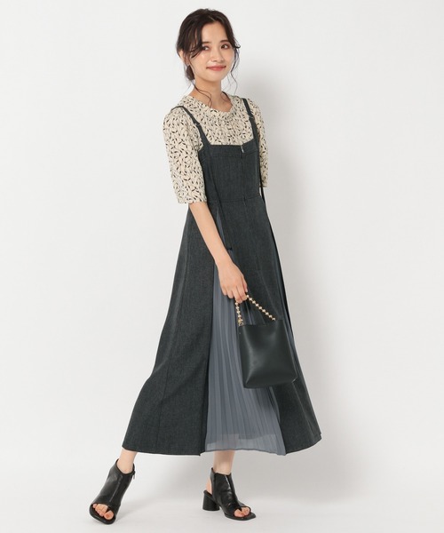 mysty woman（ミスティウーマン）の「BOXプリーツ切替ジャンスカ 219404（ジャンパースカート・レディース・ブラック/ブラウン/グレー・FREE）」の12枚目の写真