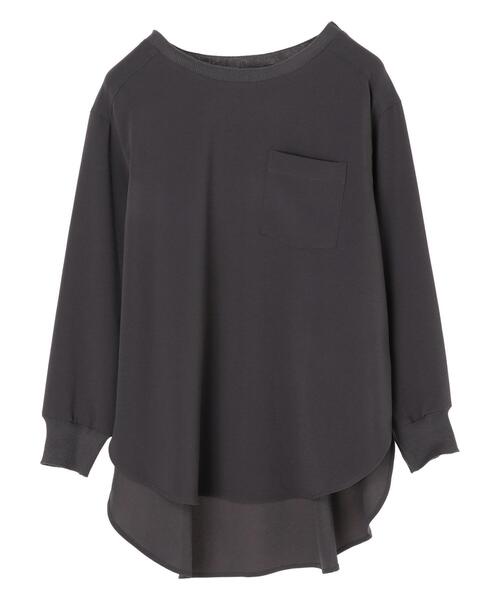 YECCA VECCA(イェッカヴェッカ)の「リブMIXラウンドヘムブラウス*(シャツ/ブラウス・レディース・オフホワイト/チャコールグレー/カーキ・FREE)」の4枚目の写真