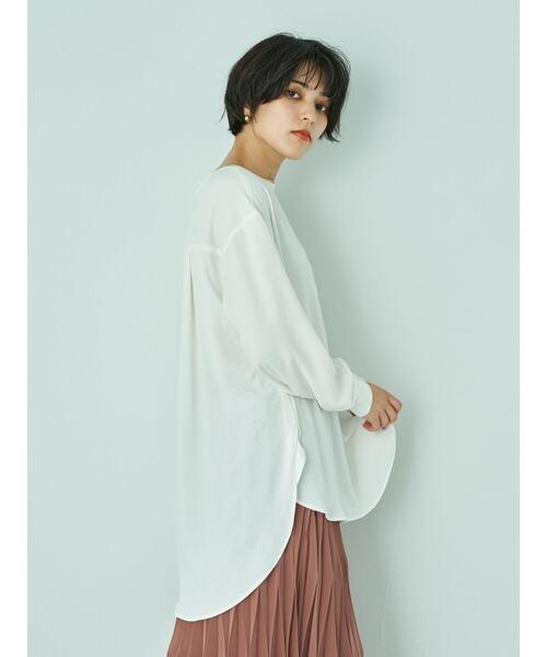 YECCA VECCA(イェッカヴェッカ)の「リブMIXラウンドヘムブラウス*(シャツ/ブラウス・レディース・オフホワイト/チャコールグレー/カーキ・FREE)」の20枚目の写真