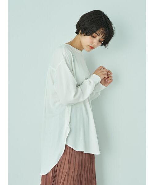 YECCA VECCA(イェッカヴェッカ)の「リブMIXラウンドヘムブラウス*(シャツ/ブラウス・レディース・オフホワイト/チャコールグレー/カーキ・FREE)」の16枚目の写真