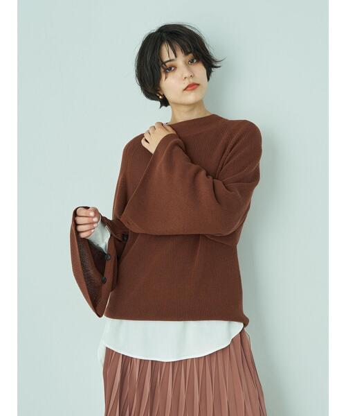 YECCA VECCA(イェッカヴェッカ)の「リブMIXラウンドヘムブラウス*(シャツ/ブラウス・レディース・オフホワイト/チャコールグレー/カーキ・FREE)」の9枚目の写真