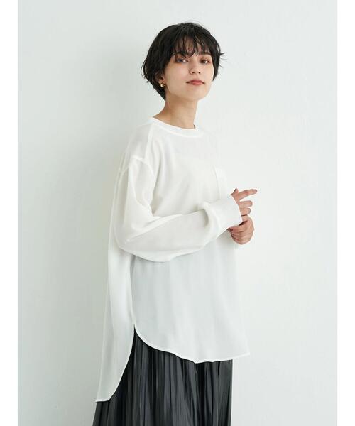 YECCA VECCA(イェッカヴェッカ)の「リブMIXラウンドヘムブラウス*(シャツ/ブラウス・レディース・オフホワイト/チャコールグレー/カーキ・FREE)」の15枚目の写真