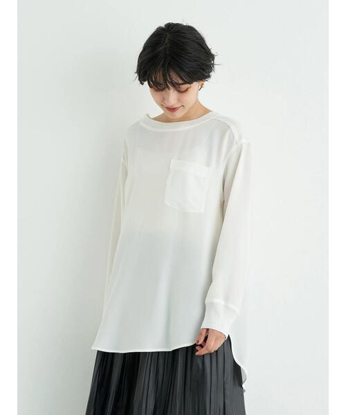 YECCA VECCA(イェッカヴェッカ)の「リブMIXラウンドヘムブラウス*(シャツ/ブラウス・レディース・オフホワイト/チャコールグレー/カーキ・FREE)」の7枚目の写真