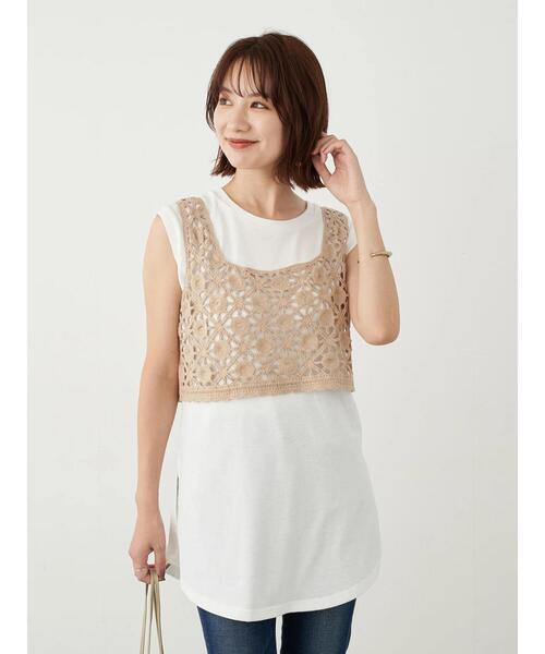 earth music&ecology（アースミュージックアンドエコロジー）の「【WEB限定】[SET2点]ベスト+プルオーバー ＊（Tシャツ/カットソー・レディース・チャコールグレー/アイボリー/ライトベージュ/ブラック・FREE）」の9枚目の写真