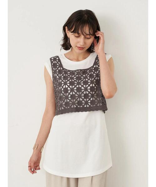 earth music&ecology（アースミュージックアンドエコロジー）の「【WEB限定】[SET2点]ベスト+プルオーバー ＊（Tシャツ/カットソー・レディース・チャコールグレー/アイボリー/ライトベージュ/ブラック・FREE）」の22枚目の写真