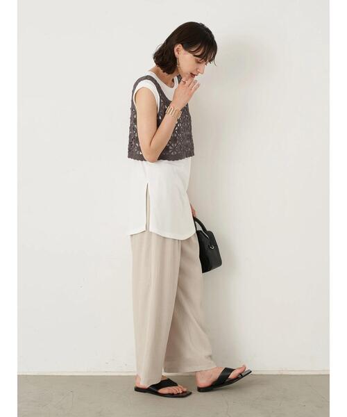 earth music&ecology（アースミュージックアンドエコロジー）の「【WEB限定】[SET2点]ベスト+プルオーバー ＊（Tシャツ/カットソー・レディース・チャコールグレー/アイボリー/ライトベージュ/ブラック・FREE）」の12枚目の写真