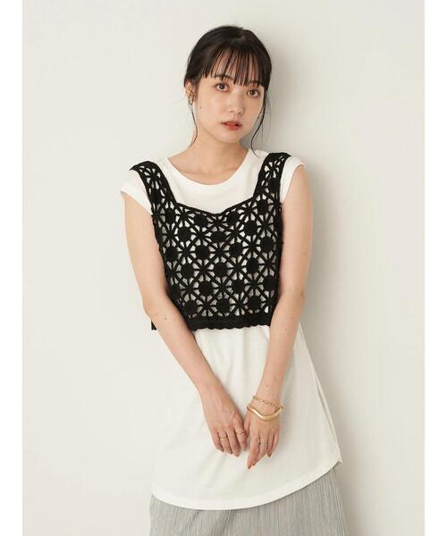 earth music&ecology（アースミュージックアンドエコロジー）の「【WEB限定】[SET2点]ベスト+プルオーバー ＊（Tシャツ/カットソー・レディース・チャコールグレー/アイボリー/ライトベージュ/ブラック・FREE）」の8枚目の写真