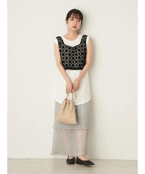 earth music&ecology（アースミュージックアンドエコロジー）の「【WEB限定】[SET2点]ベスト+プルオーバー ＊（Tシャツ/カットソー・レディース・チャコールグレー/アイボリー/ライトベージュ/ブラック・FREE）」の14枚目の写真