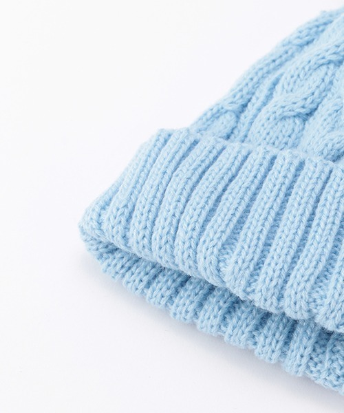 b・ROOM（ビールーム）の「チュール梵天つきニット帽（ニットキャップ/ビーニー・キッズ・ライトピンク/ブラック/アイボリー/サックスブルー・M/S）」の10枚目の写真