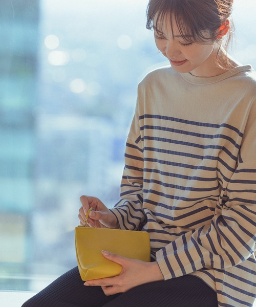 GLOBAL WORK(グローバルワーク)の「パネルボーダーBIG長袖/216965(Tシャツ/カットソー・レディース・ブラック/ベージュ/パープル系その他2・FREE)」の3枚目の写真