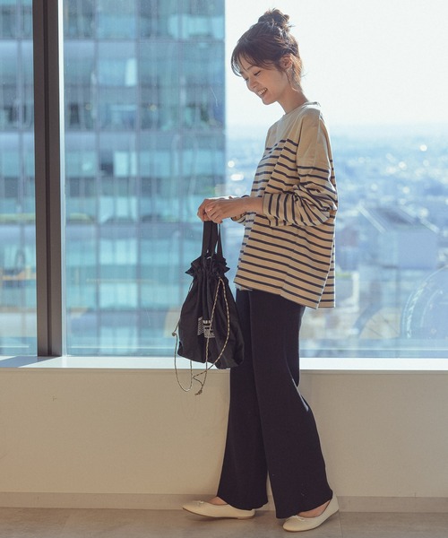 GLOBAL WORK(グローバルワーク)の「パネルボーダーBIG長袖/216965(Tシャツ/カットソー・レディース・ブラック/ベージュ/パープル系その他2・FREE)」の12枚目の写真
