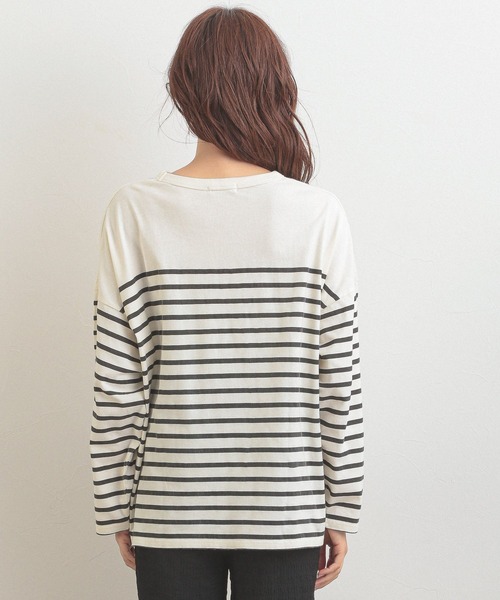 GLOBAL WORK(グローバルワーク)の「パネルボーダーBIG長袖/216965(Tシャツ/カットソー・レディース・ブラック/ベージュ/パープル系その他2・FREE)」の7枚目の写真