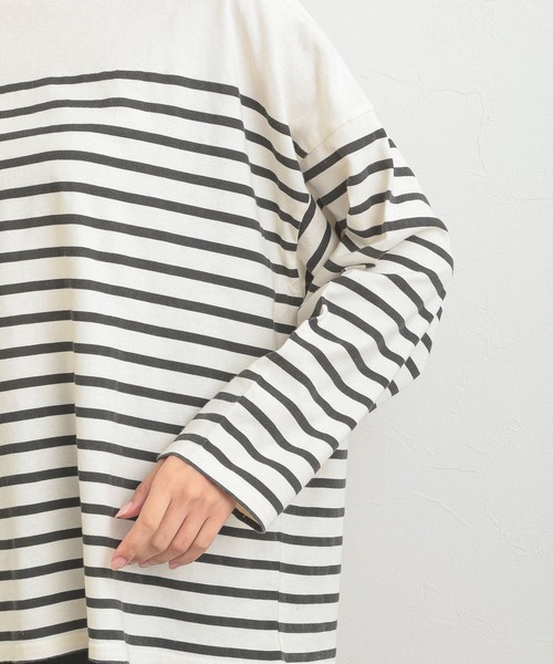 GLOBAL WORK(グローバルワーク)の「パネルボーダーBIG長袖/216965(Tシャツ/カットソー・レディース・ブラック/ベージュ/パープル系その他2・FREE)」の19枚目の写真