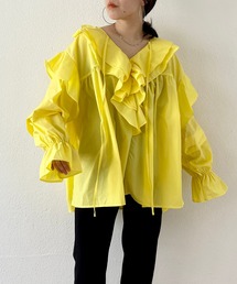 big collar frill blouse / 付け襟風ビッグカラーフリルブラウスチュニック