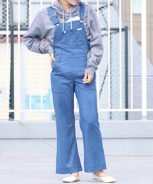 Wrangler（ラングラー）の「WRANGLER/ラングラー ARTIFICIAL SUEDE LEATHER FLARE OA フレア オーバーオール（サロペット/オーバーオール・メンズ）」