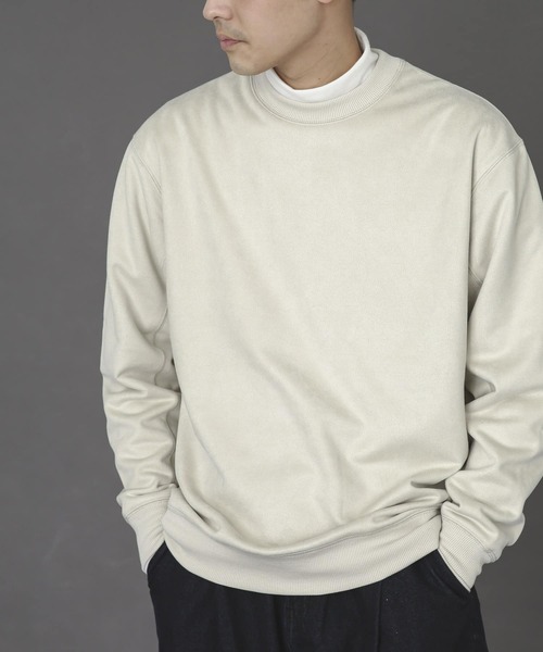 SENSE OF PLACE by URBAN RESEARCH（センスオブプレイスバイアーバンリサーチ）の「エコスエードカラースウェットシャツ（スウェット・メンズ・ブルー/ライトカーキ/ベージュ/モカ/チャコールグレー/ライトベージュ/イエロー/ミント・MEDIUM/X-LARGE/LARGE）」の5枚目の写真