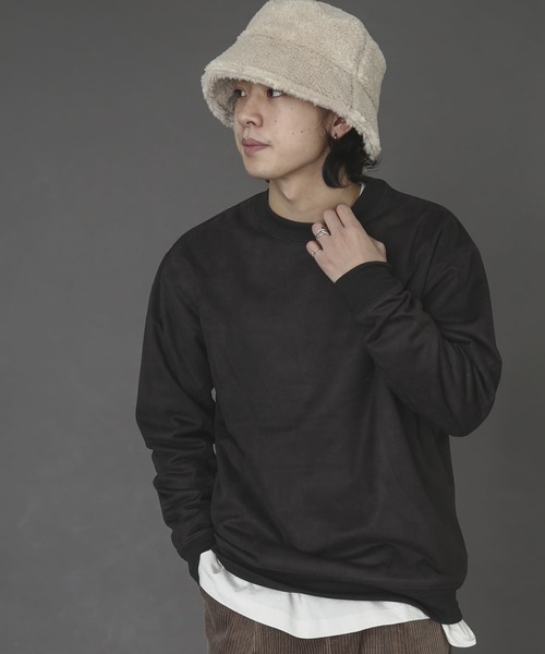 SENSE OF PLACE by URBAN RESEARCH（センスオブプレイスバイアーバンリサーチ）の「エコスエードカラースウェットシャツ（スウェット・メンズ・ブルー/ライトカーキ/ベージュ/モカ/チャコールグレー/ライトベージュ/イエロー/ミント・MEDIUM/X-LARGE/LARGE）」の2枚目の写真