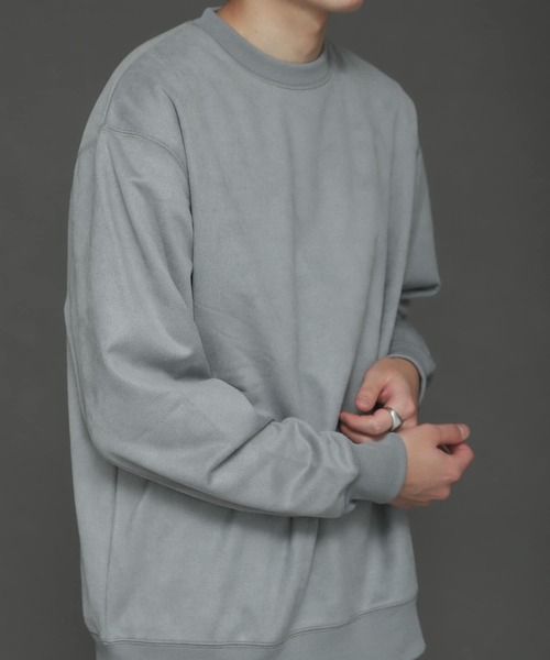 SENSE OF PLACE by URBAN RESEARCH（センスオブプレイスバイアーバンリサーチ）の「エコスエードカラースウェットシャツ（スウェット・メンズ・ブルー/ライトカーキ/ベージュ/モカ/チャコールグレー/ライトベージュ/イエロー/ミント・MEDIUM/X-LARGE/LARGE）」の8枚目の写真