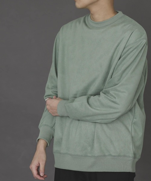 SENSE OF PLACE by URBAN RESEARCH（センスオブプレイスバイアーバンリサーチ）の「エコスエードカラースウェットシャツ（スウェット・メンズ・ブルー/ライトカーキ/ベージュ/モカ/チャコールグレー/ライトベージュ/イエロー/ミント・MEDIUM/X-LARGE/LARGE）」の6枚目の写真