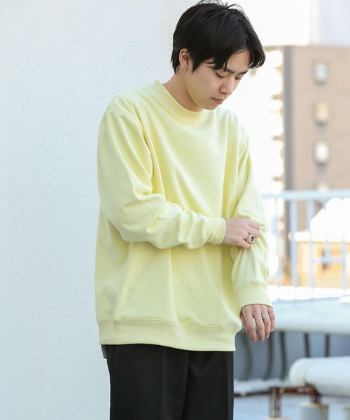 SENSE OF PLACE by URBAN RESEARCH（センスオブプレイスバイアーバンリサーチ）の「エコスエードカラースウェットシャツ（スウェット・メンズ・ブルー/ライトカーキ/ベージュ/モカ/チャコールグレー/ライトベージュ/イエロー/ミント・MEDIUM/X-LARGE/LARGE）」の10枚目の写真