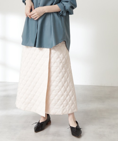 N.（N. Natural Beauty Basic）（エヌエヌナチュラルビューティーベーシック）の「◆キルティングスカート（スカート・レディース・イエロー/クリーム・MEDIUM）」の6枚目の写真