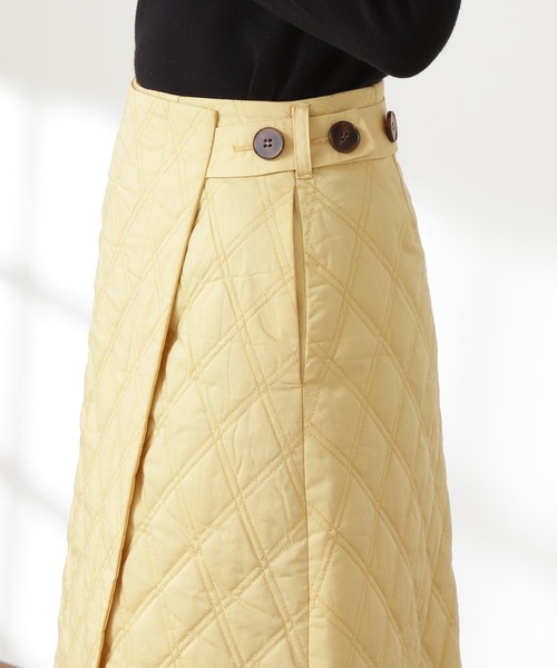 N.（N. Natural Beauty Basic）（エヌエヌナチュラルビューティーベーシック）の「◆キルティングスカート（スカート・レディース・イエロー/クリーム・MEDIUM）」の7枚目の写真