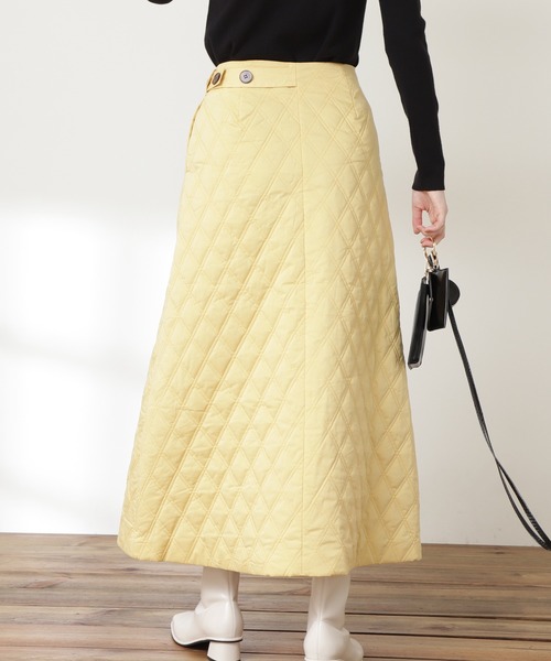 N.（N. Natural Beauty Basic）（エヌエヌナチュラルビューティーベーシック）の「◆キルティングスカート（スカート・レディース・イエロー/クリーム・MEDIUM）」の4枚目の写真
