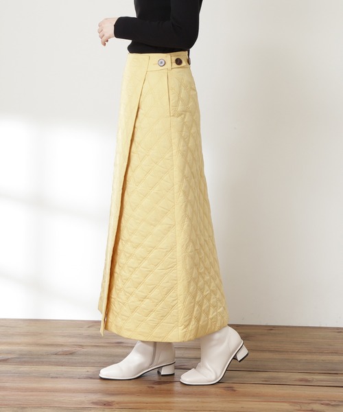 N.（N. Natural Beauty Basic）（エヌエヌナチュラルビューティーベーシック）の「◆キルティングスカート（スカート・レディース・イエロー/クリーム・MEDIUM）」の10枚目の写真