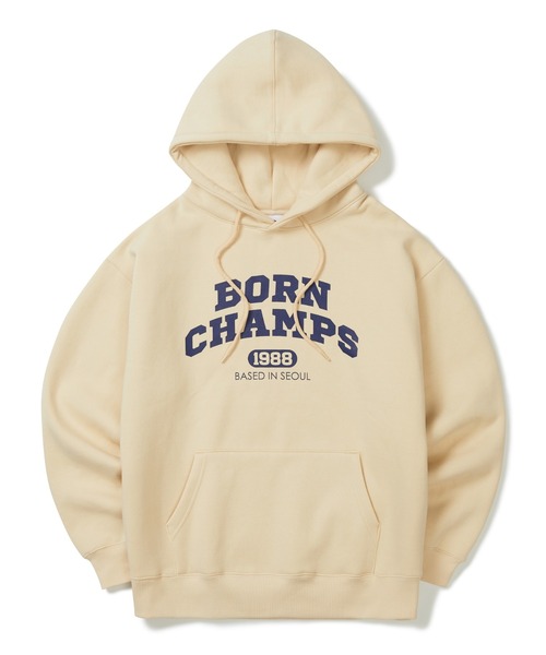 BORN CHAMPS(ボーンチャンプス)の「【BORN CHAMPS】BC ARCH LOGO HOODY / ボーンチャンプス BC アーチ ロゴ フーディー(パーカー・メンズ・ベージュ/グレー・SMALL/MEDIUM/LARGE)」の2枚目の写真