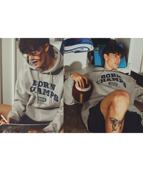 BORN CHAMPS(ボーンチャンプス)の「【BORN CHAMPS】BC ARCH LOGO HOODY / ボーンチャンプス BC アーチ ロゴ フーディー(パーカー・メンズ・ベージュ/グレー・SMALL/MEDIUM/LARGE)」の13枚目の写真