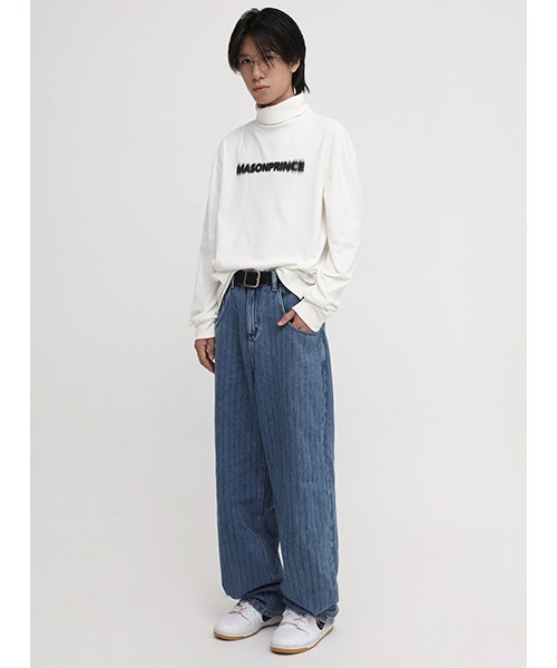 MASONPRINCE（メイソンプリンス）の「【MASONPRINCE】Front logo turtleneck cut and sew CT2051（Tシャツ/カットソー・メンズ・ホワイト/グレー/ブラック・M/S/L）」の6枚目の写真