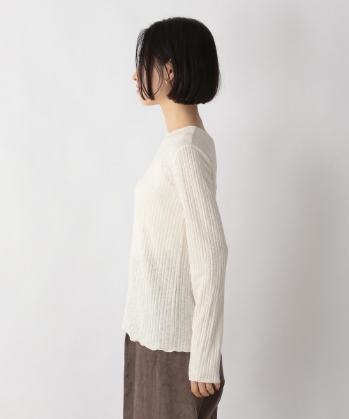 LOWRYS FARM（ローリーズファーム）の「ヘンリーメローＬＳ　239378（Tシャツ/カットソー・レディース・ベージュ/ブラック/オフホワイト/グリーン・FREE）」の7枚目の写真