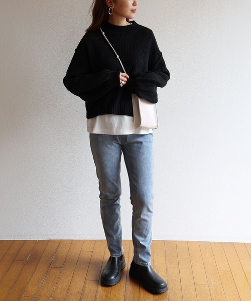 andme（アンドミー）の「ストレッチツイルハイウエストスキニーデニムパンツ（デニムパンツ・レディース・ブルー/ライトブルー・S/M/L）」の5枚目の写真